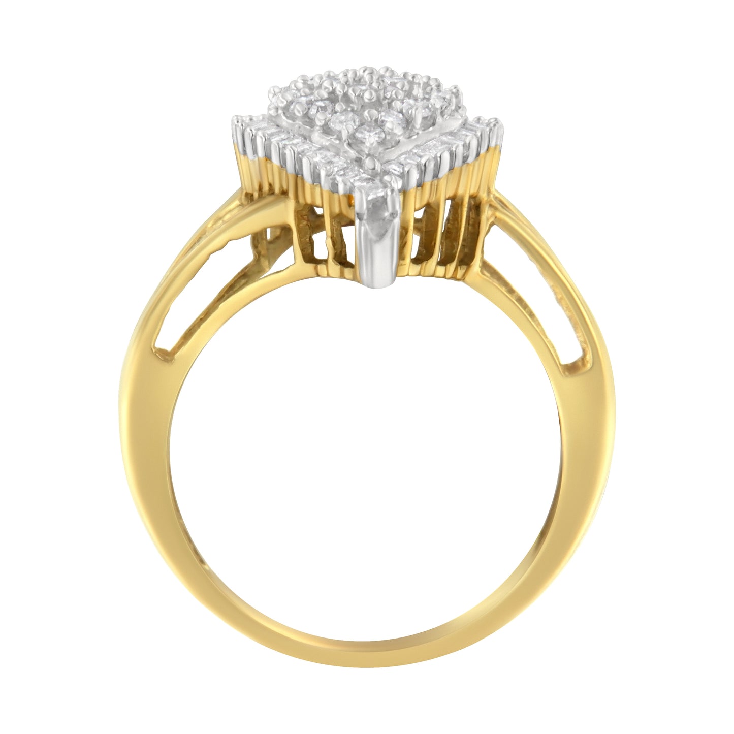 Bague en diamant en forme de poire en or jaune 10K - Taille 7