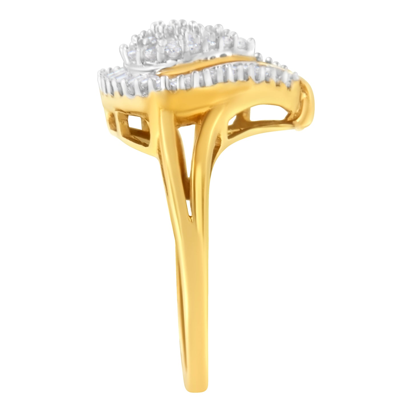 10K Yellow Gold Diamond Cluster Ring - Size 8