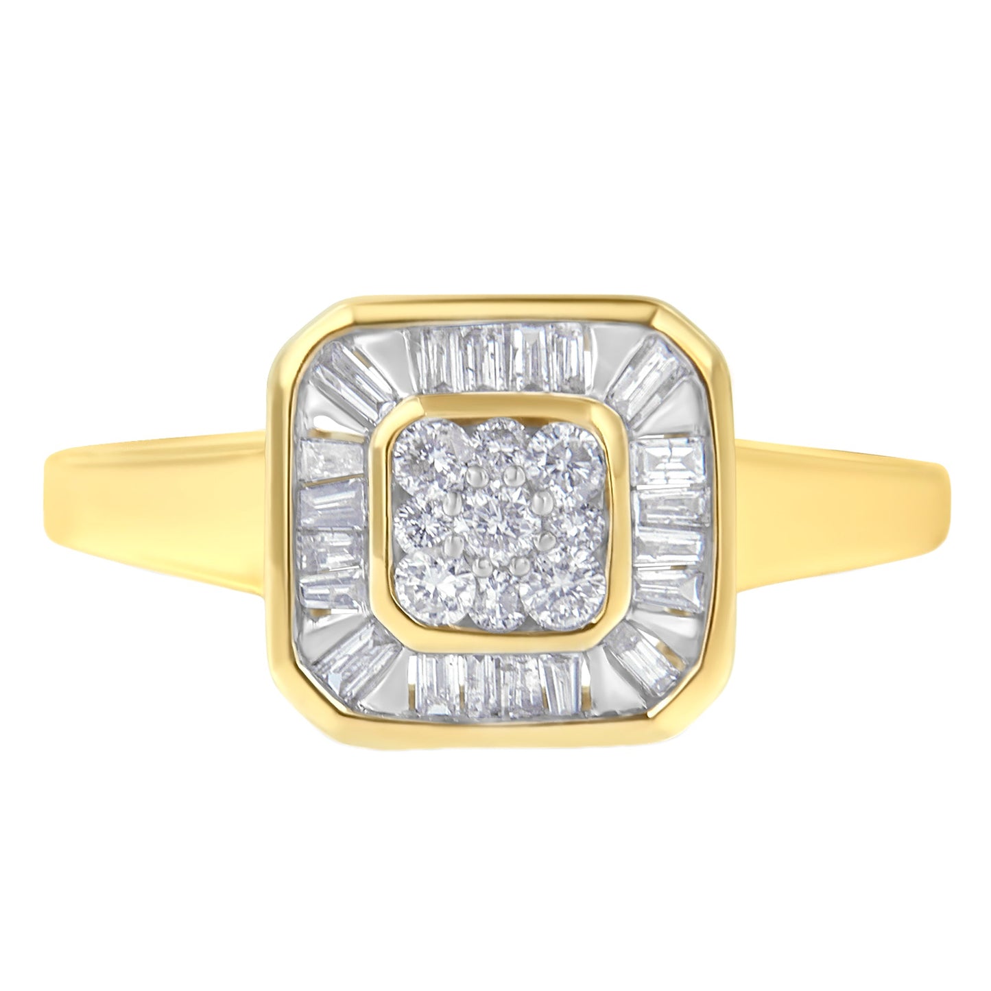 Bague cocktail en diamant en or jaune 10K - Taille 6