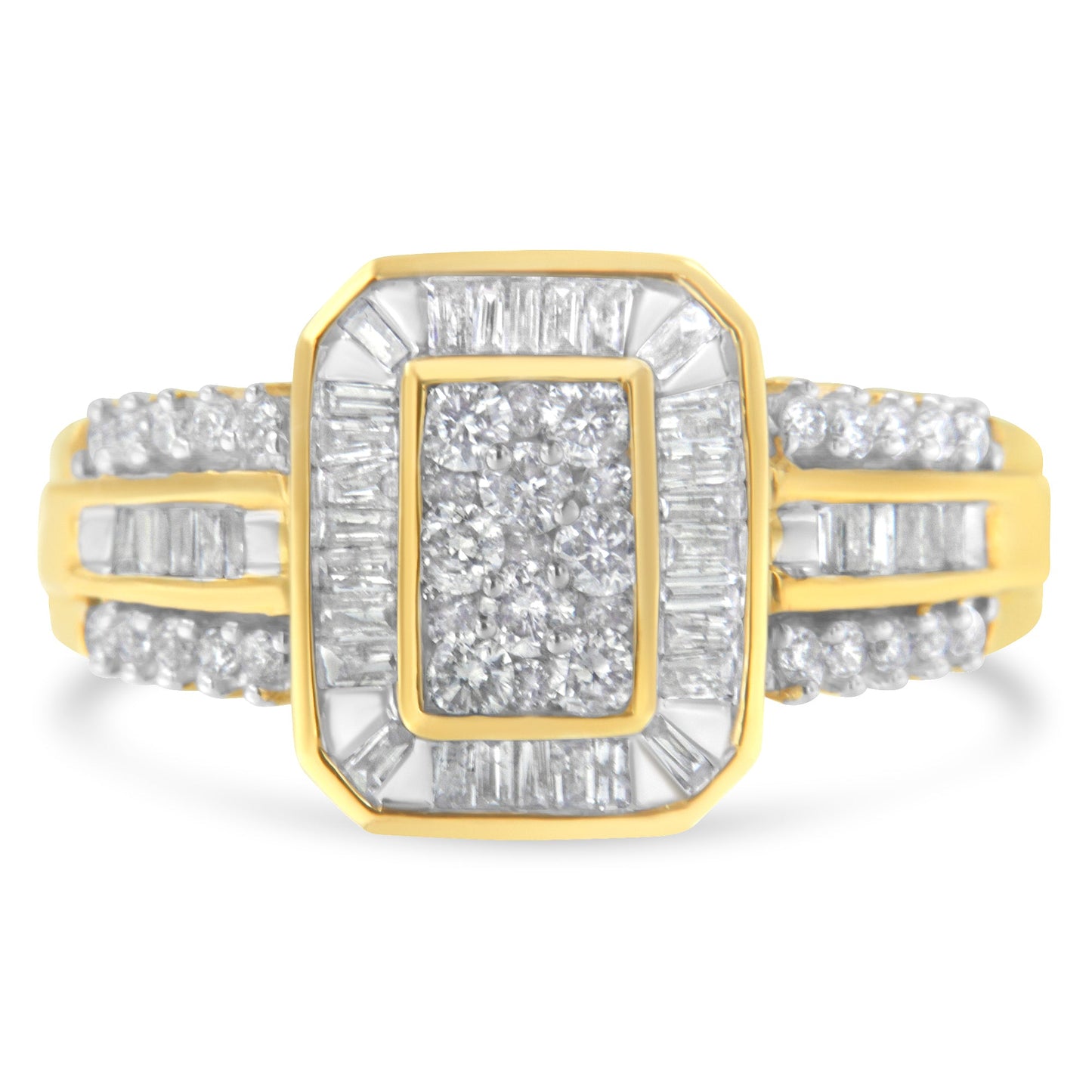 Anillo de cóctel de diamantes en oro amarillo de 10 quilates - Talla 7