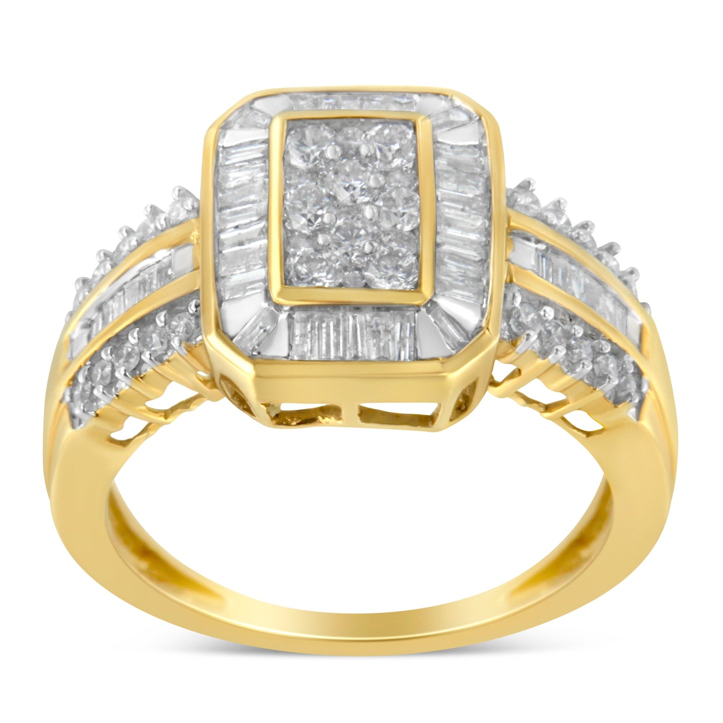 Anillo de cóctel de diamantes en oro amarillo de 10 quilates - Talla 7