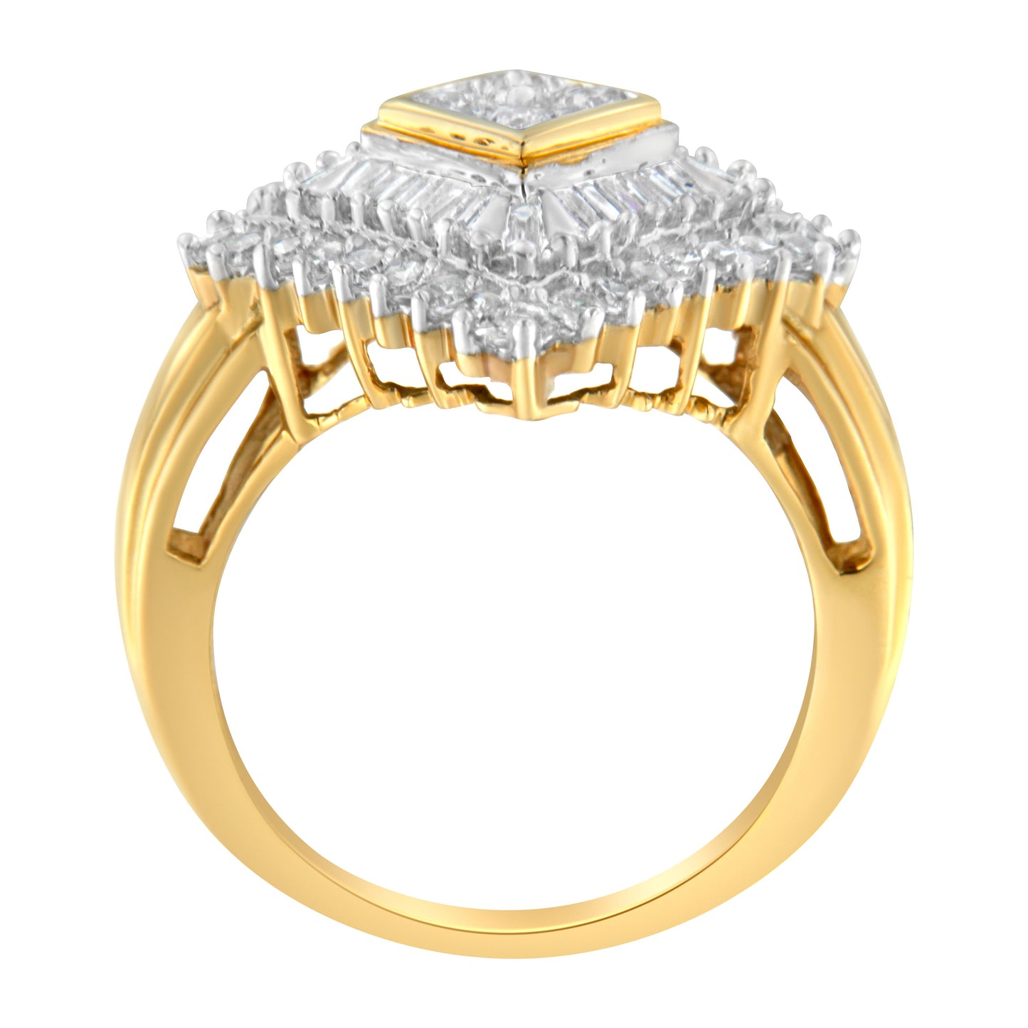 Anillo Ballerina de Diamantes en Oro Amarillo de 10K - Talla 7