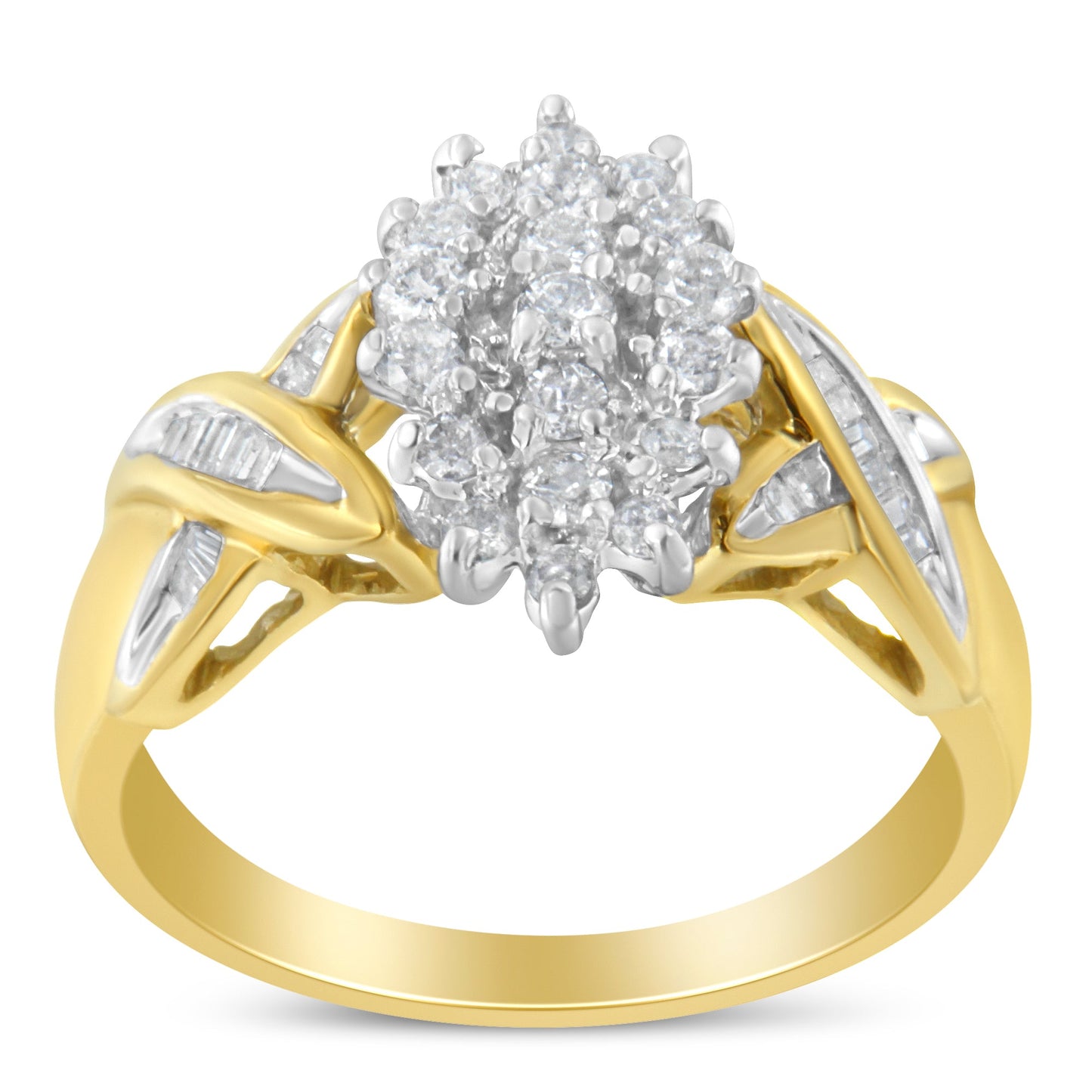 Bague en diamant en cluster en or bicolore 10K - Taille 6-1/2