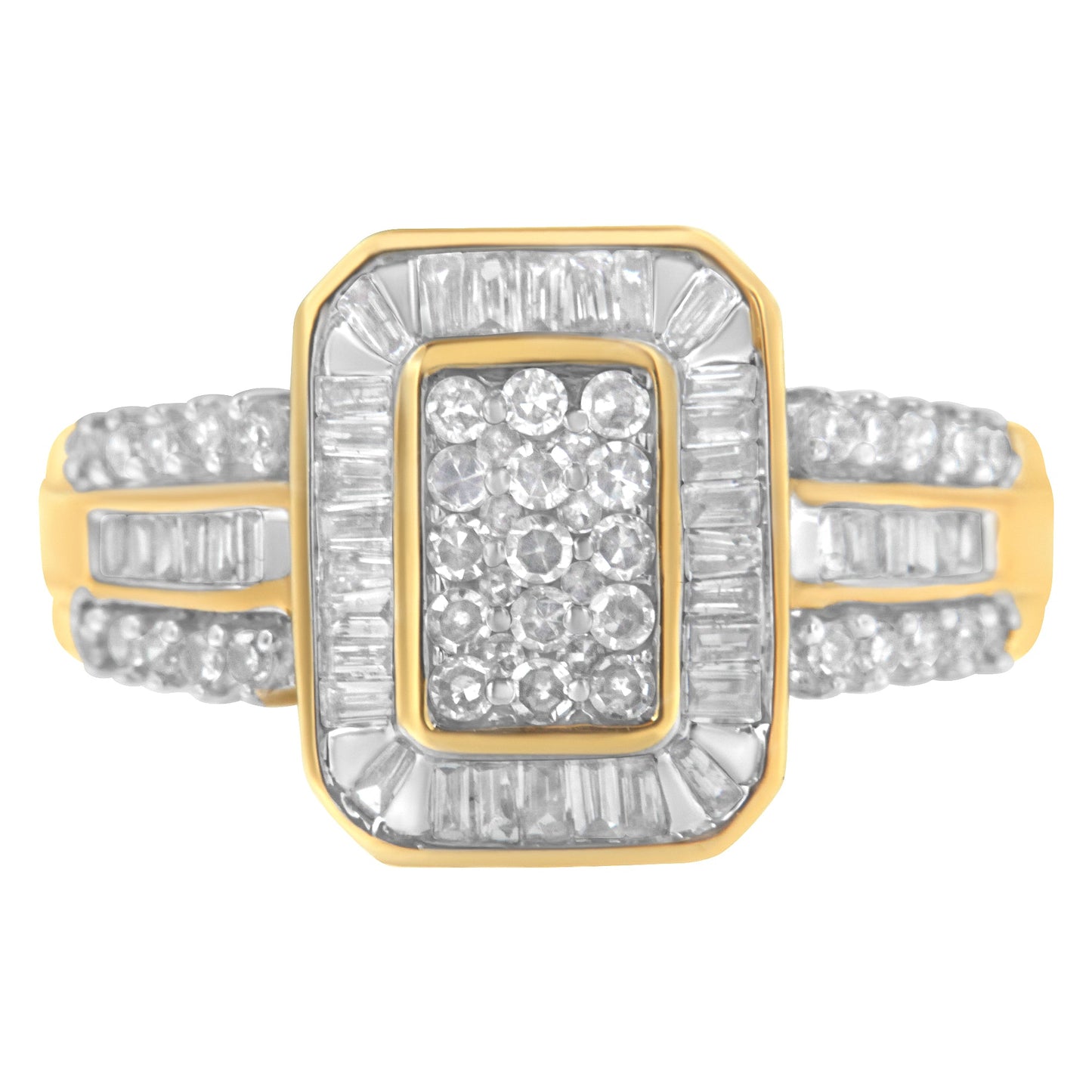 Anillo de Compromiso de Diamantes en Racimo de Oro Amarillo de 10K - Talla 7