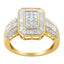 Anillo de Compromiso de Diamantes en Racimo de Oro Amarillo de 10K - Talla 7
