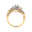 Bague en Or Jaune 10K avec Diamants en Cluster et Design Tourbillon - Taille 7