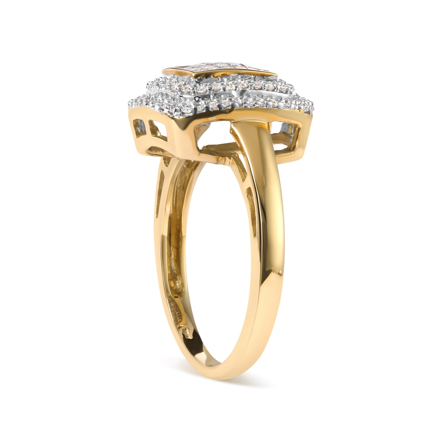 Anillo Halo de Diamantes Compuesto de Oro Amarillo de 10K - Talla 7