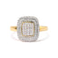 Anillo Halo de Diamantes Compuesto de Oro Amarillo de 10K - Talla 7