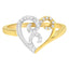 Anillo de Clúster en Forma de Corazón de Diamantes de Oro de Dos Tonos de 10K - Talla 6