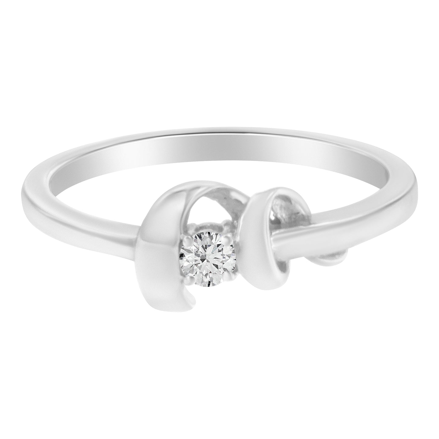 10K White Gold Diamond Promise Ring - Size 6
