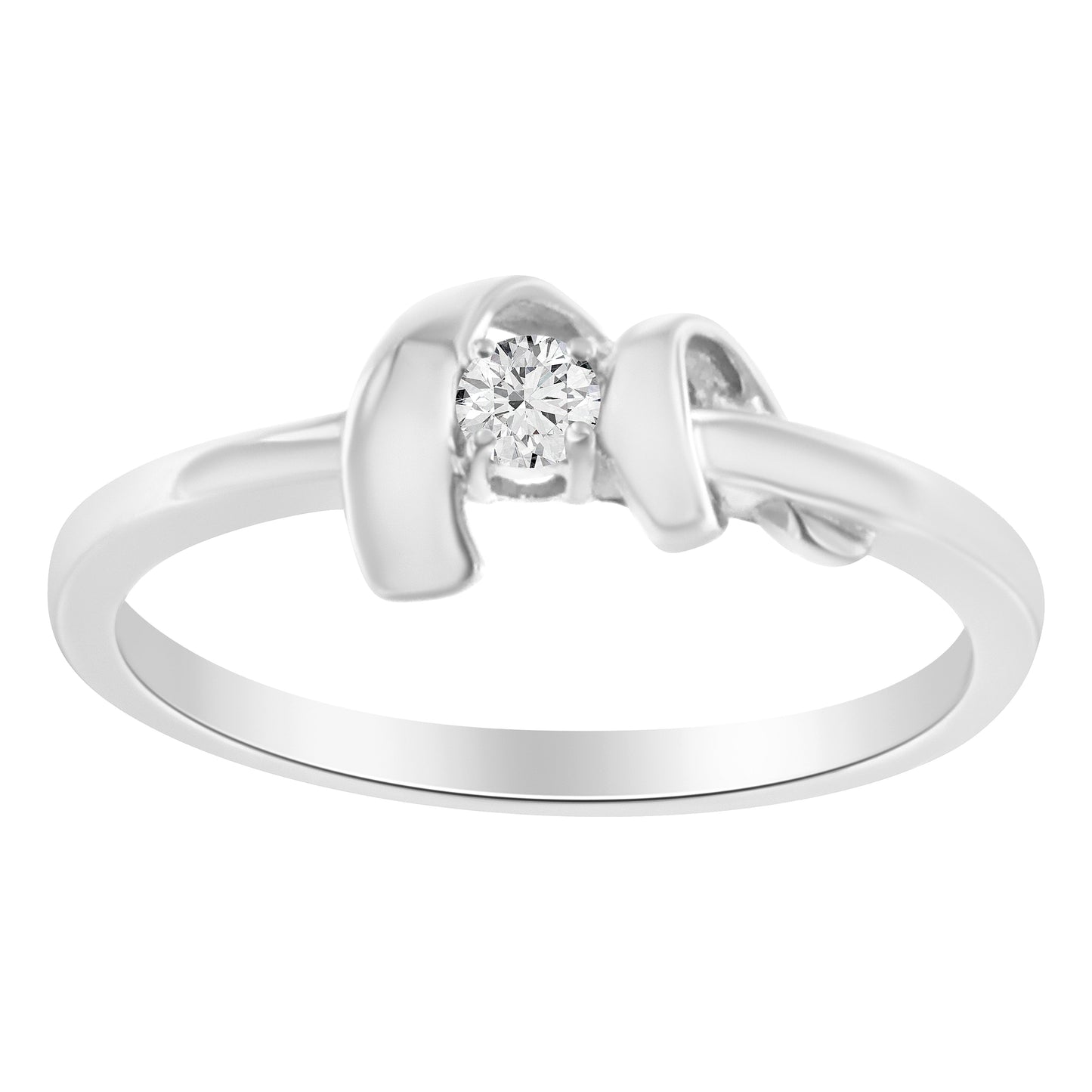 10K White Gold Diamond Promise Ring - Size 6