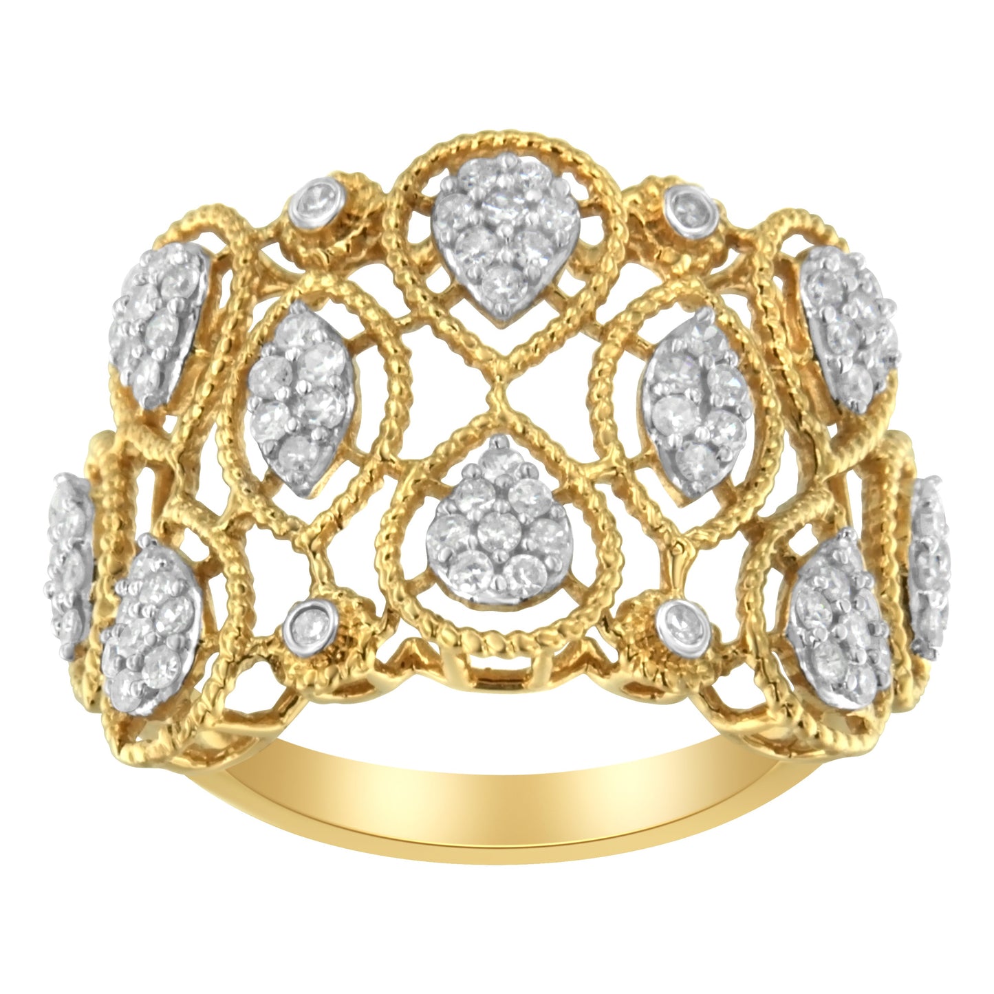 Bague de fiançailles en diamant Art Déco en or jaune 14K - Taille 7