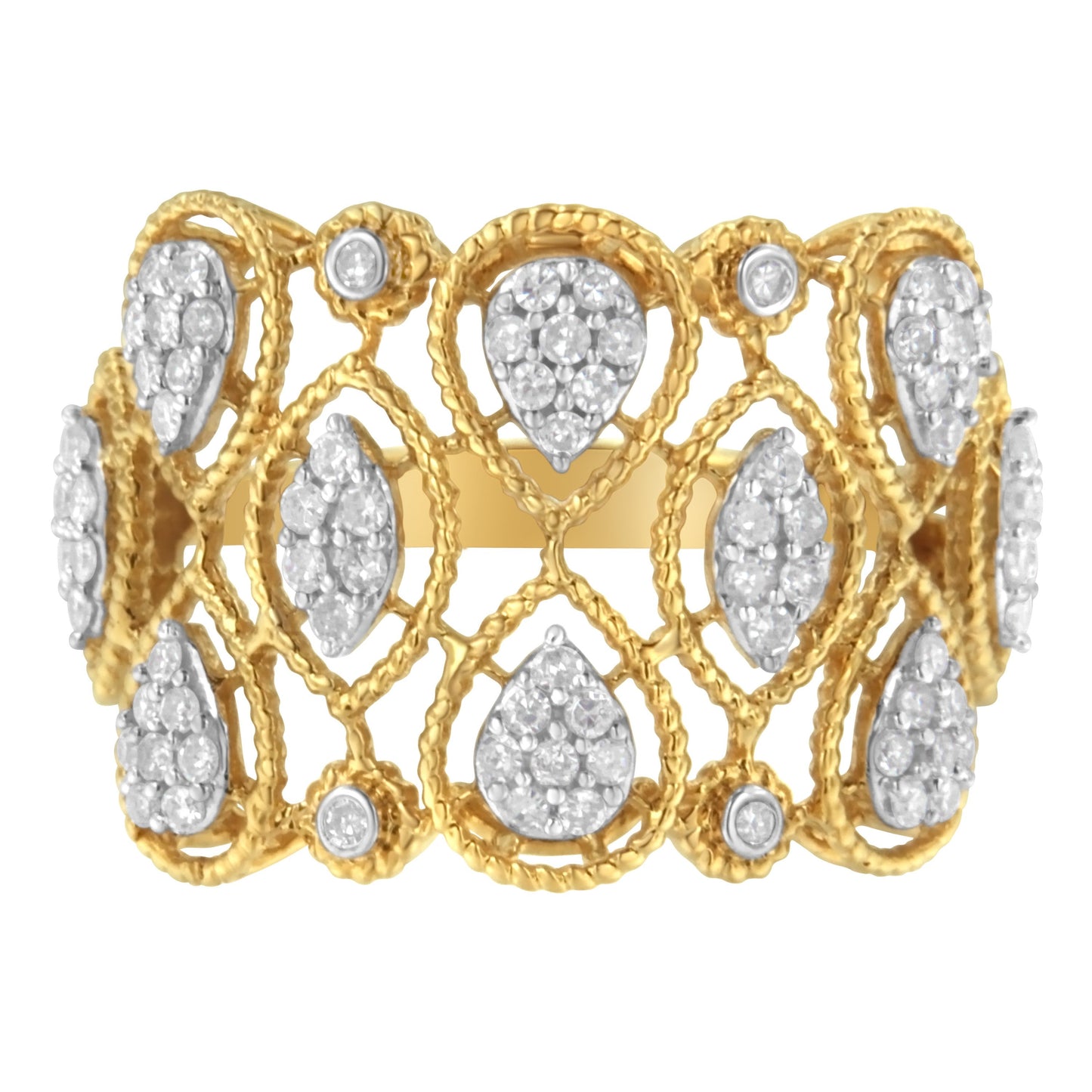 Bague de fiançailles en diamant Art Déco en or jaune 14K - Taille 7