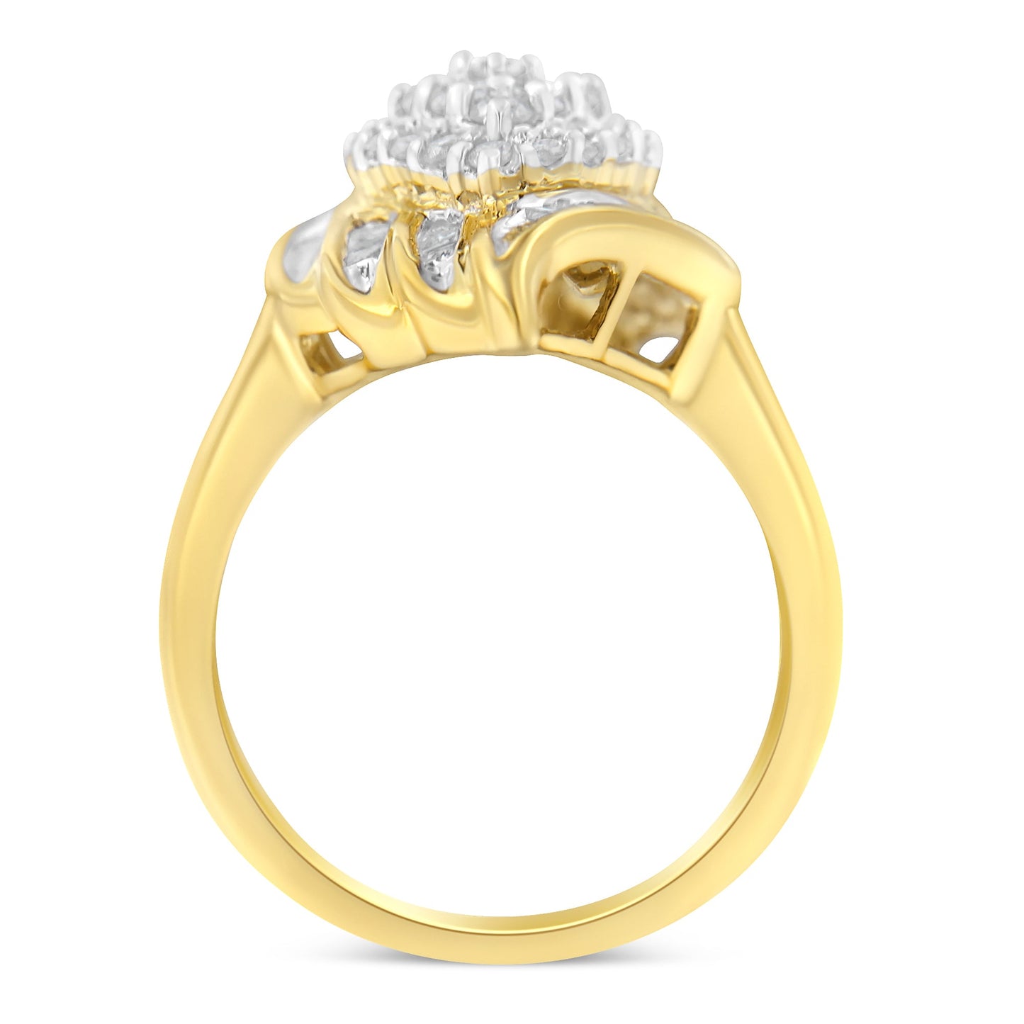 Anillo de cóctel de diamantes de oro amarillo de 10 quilates - Talla 8