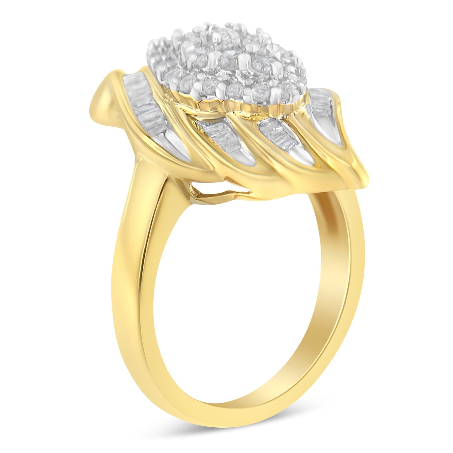 Anillo de cóctel de diamantes de oro amarillo de 10 quilates - Talla 8