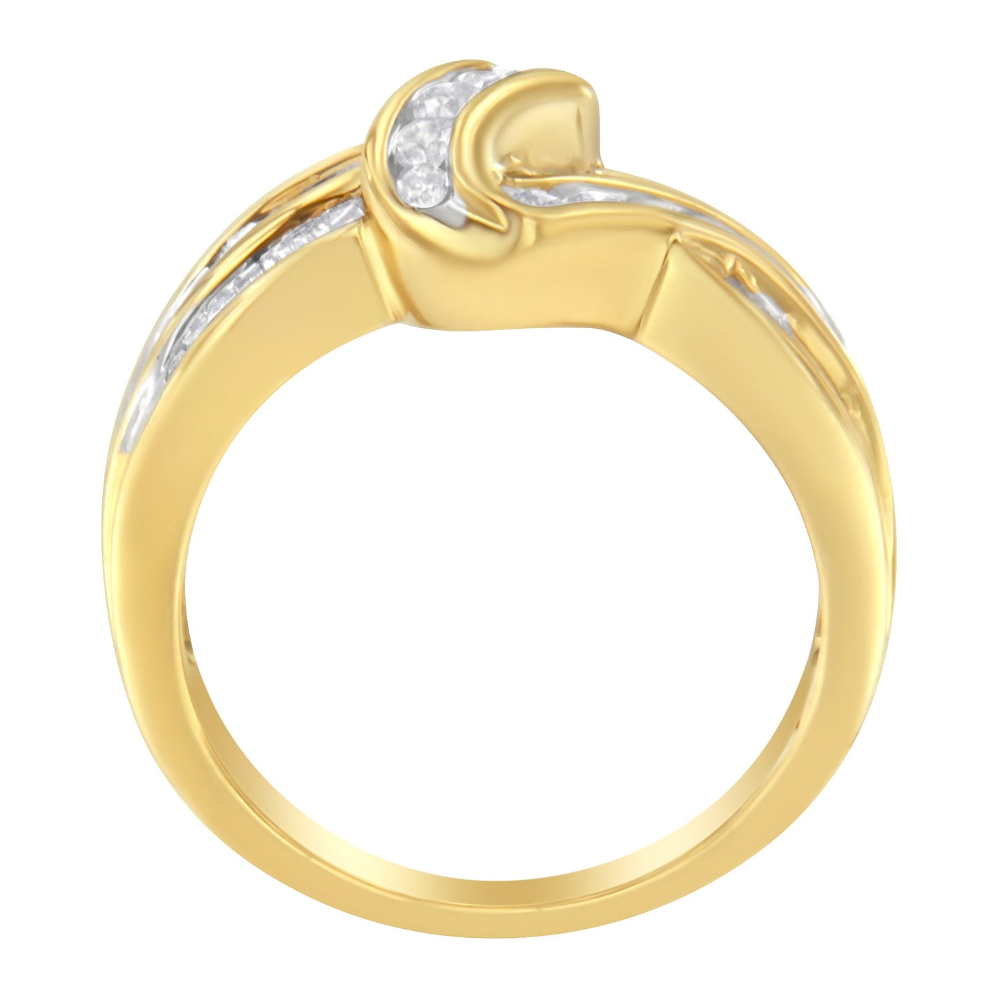 10K Yellow Gold Diamond Double Shank Bypass Engagement Ring - Size 6.75