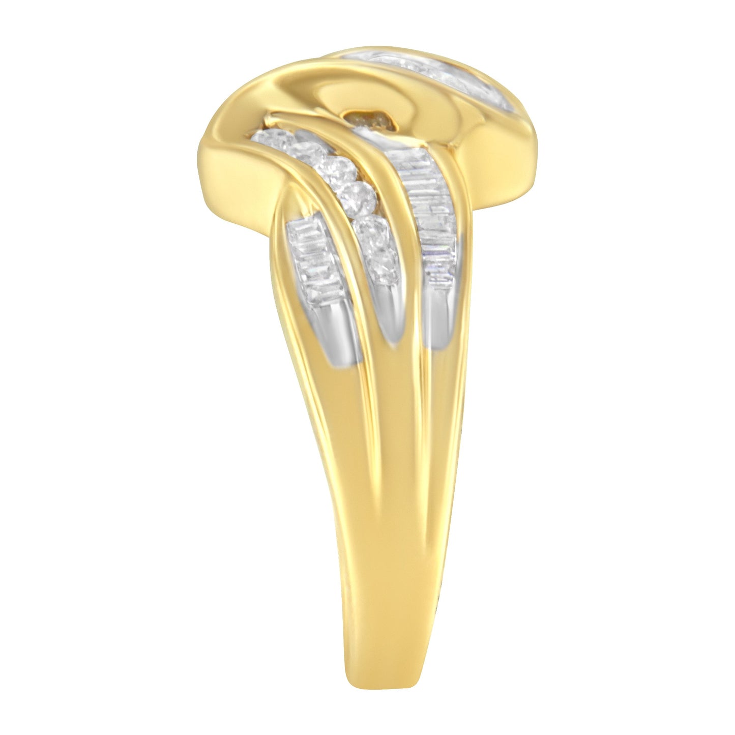 10K Yellow Gold Diamond Double Shank Bypass Engagement Ring - Size 6.75