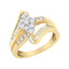 10K Yellow Gold 1/2 cttw Diamond Cluster Cocktail Ring - Size 7