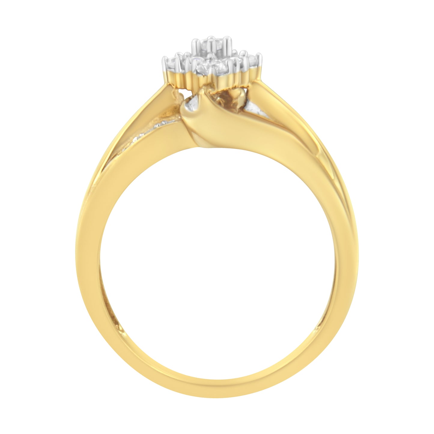 10K Yellow Gold 1/2 cttw Diamond Cluster Cocktail Ring - Size 7