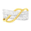 Anillo de Banda Bypass de Diamantes en Oro Blanco y Amarillo de 10K - Talla 7