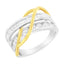 Anillo de Banda Bypass de Diamantes en Oro Blanco y Amarillo de 10K - Talla 7
