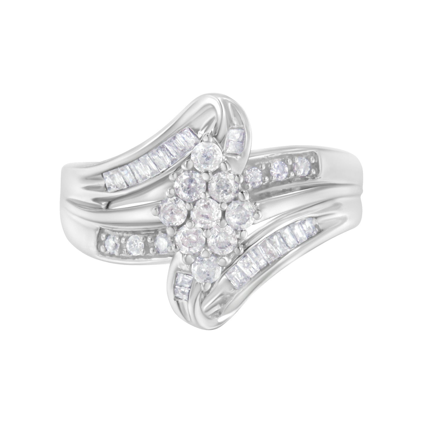 Bague en diamant en cluster en or blanc 10K - Taille 6