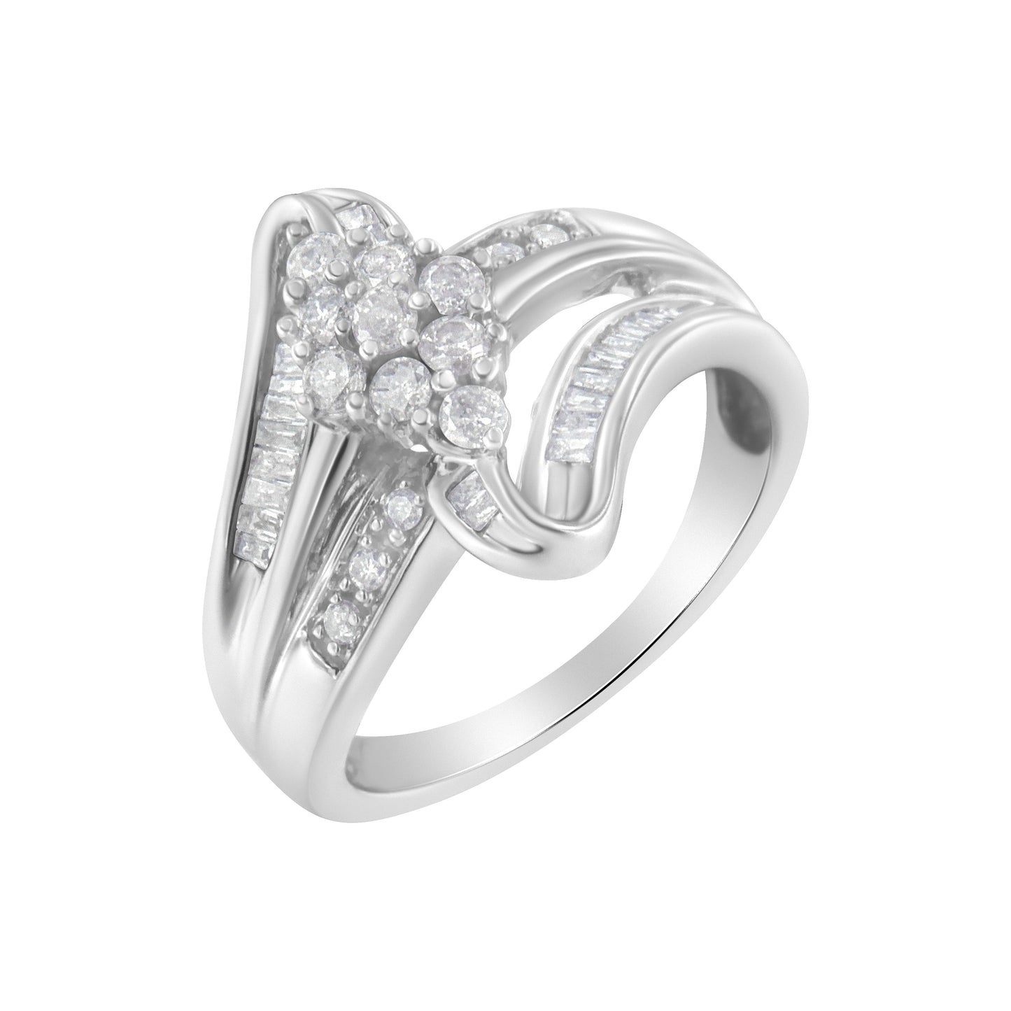 Bague en diamant en cluster en or blanc 10K - Taille 6