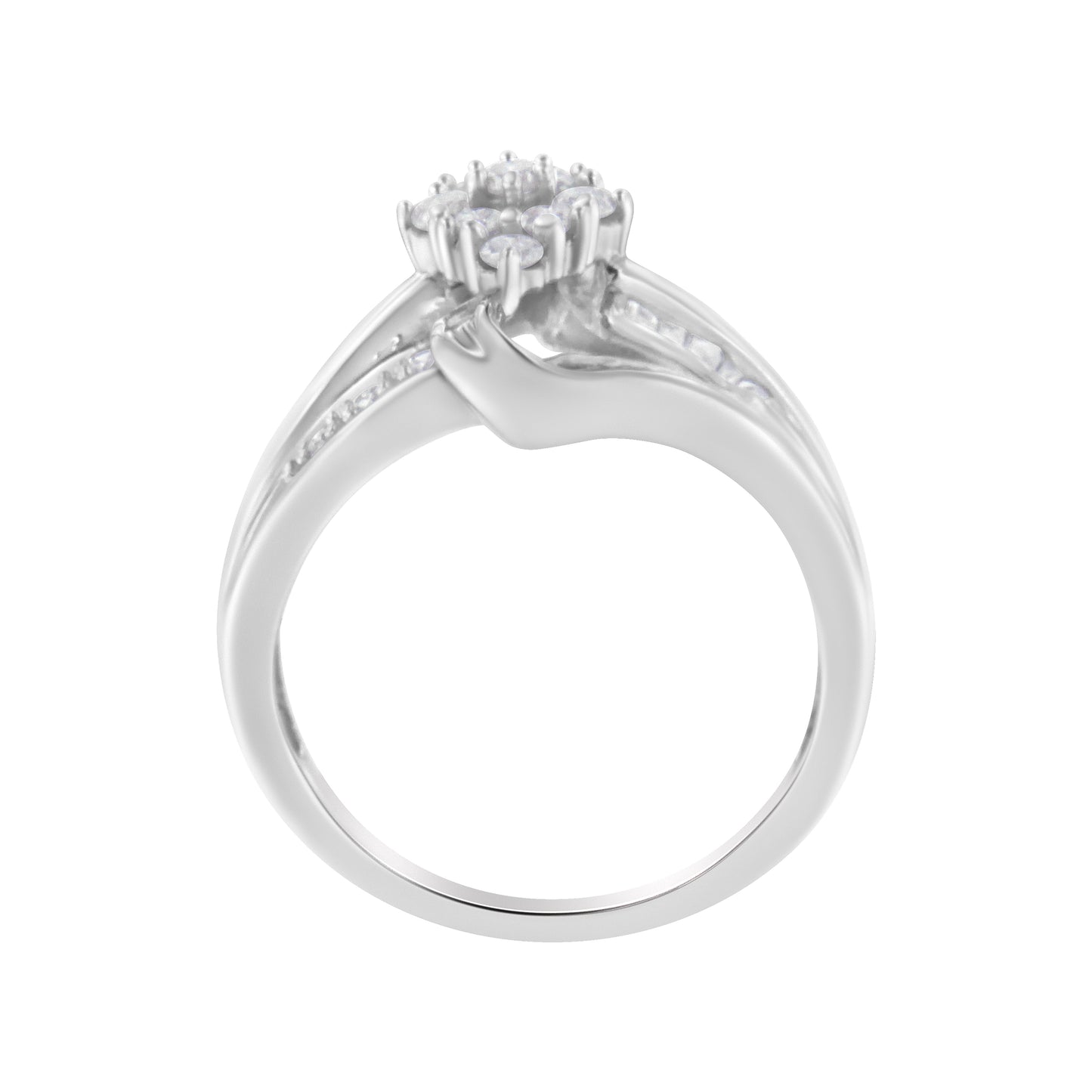 Bague en diamant en cluster en or blanc 10K - Taille 6