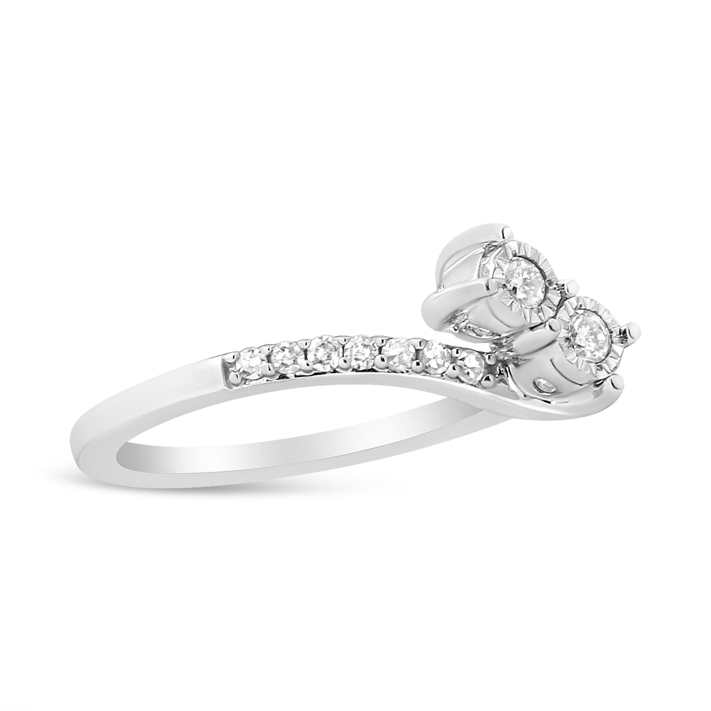 10K White Gold Two-Stone Diamond Engagement Ring - Size 7