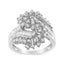 Bague cocktail en or blanc 10K avec diamants ronds et baguette - Taille 7