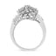 Bague cocktail en or blanc 10K avec diamants ronds et baguette - Taille 7