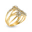 10K Yellow Gold 1/2 Cttw Diamond Crossover Floral Cocktail Ring - Size 7