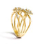 10K Yellow Gold 1/2 Cttw Diamond Crossover Floral Cocktail Ring - Size 7