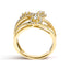 10K Yellow Gold 1/2 Cttw Diamond Crossover Floral Cocktail Ring - Size 7