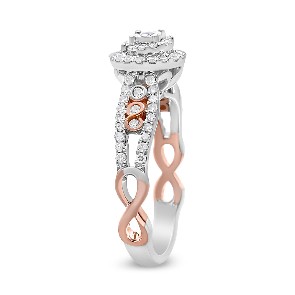 Bague de fiançailles en argent sterling plaqué or rose 14K - Taille 7
