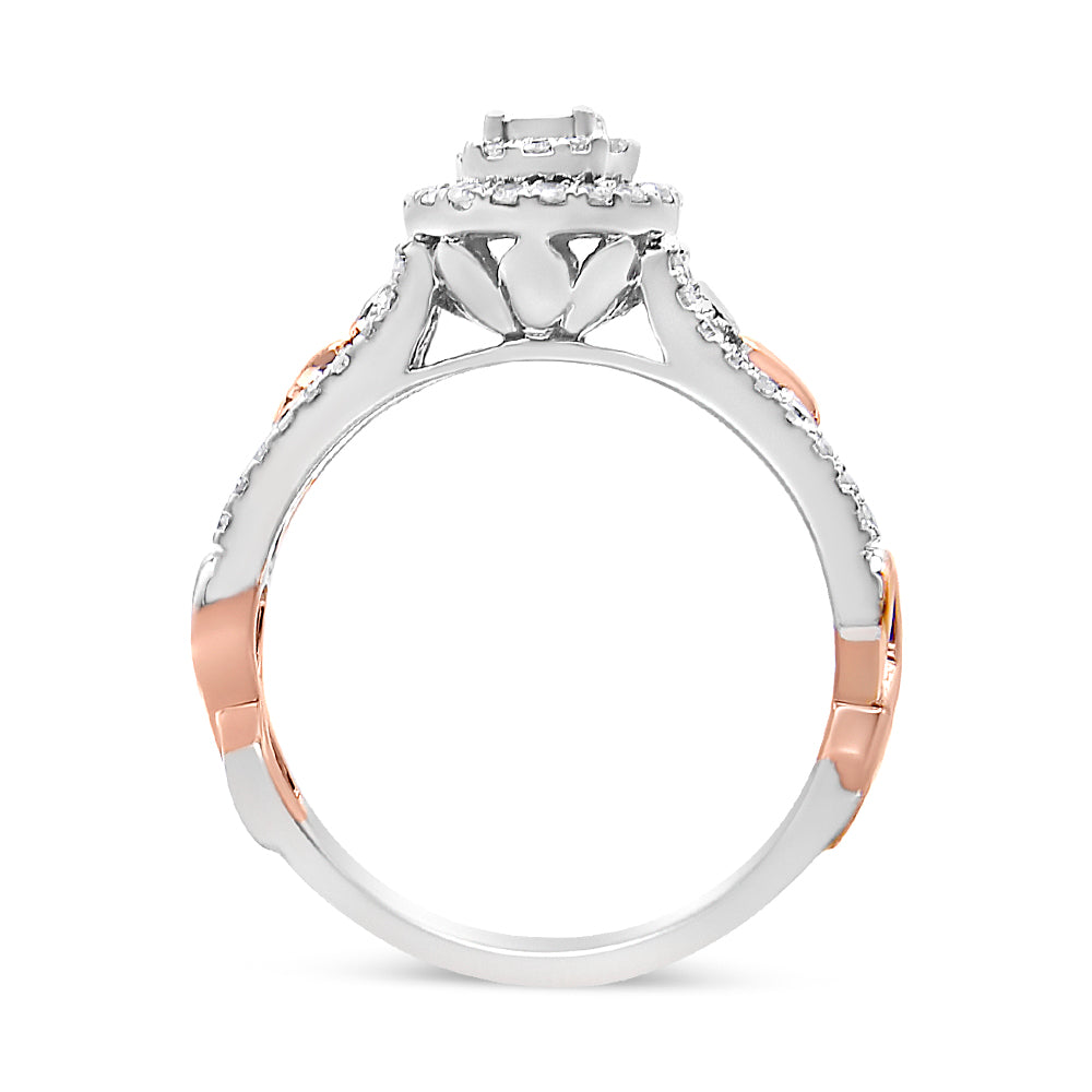 Bague de fiançailles en argent sterling plaqué or rose 14K - Taille 7