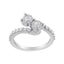 Anillo de dos piedras de diamante en oro blanco de 10K - Talla 6