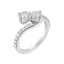Anillo de dos piedras de diamante en oro blanco de 10K - Talla 6