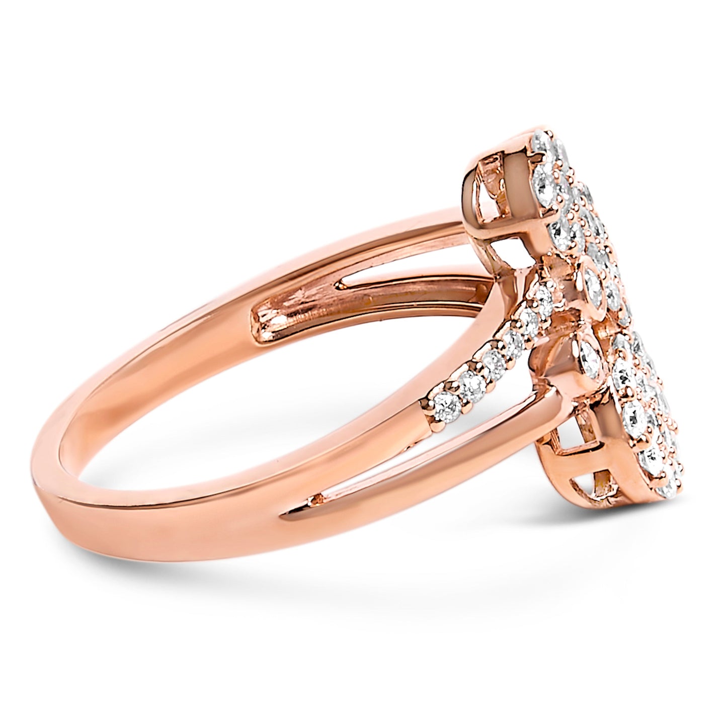 Anillo Bypass de Diamante Baño de Oro Rosa de 14K en Plata Esterlina - Talla 7