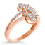 Anillo Bypass de Diamante Baño de Oro Rosa de 14K en Plata Esterlina - Talla 7