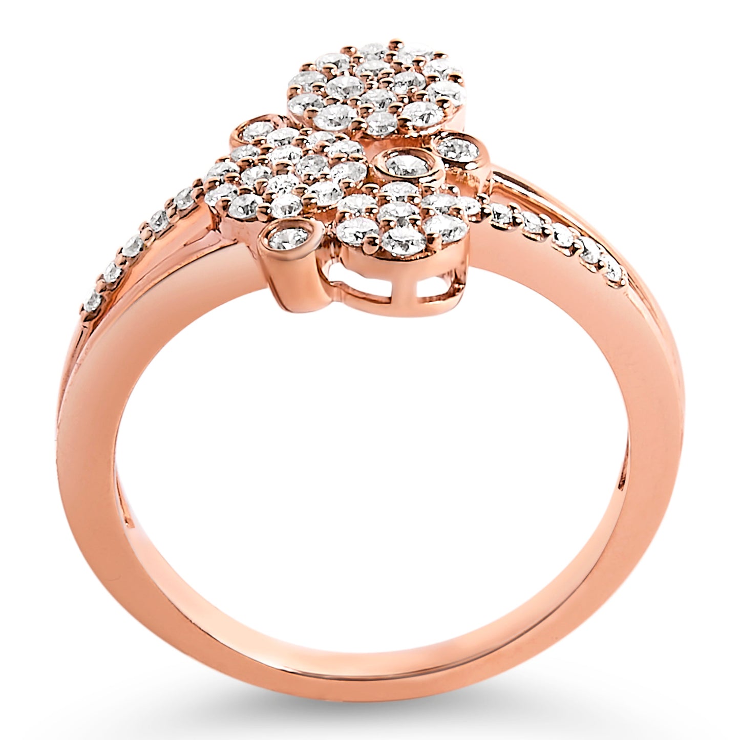 Anillo Bypass de Diamante Baño de Oro Rosa de 14K en Plata Esterlina - Talla 7