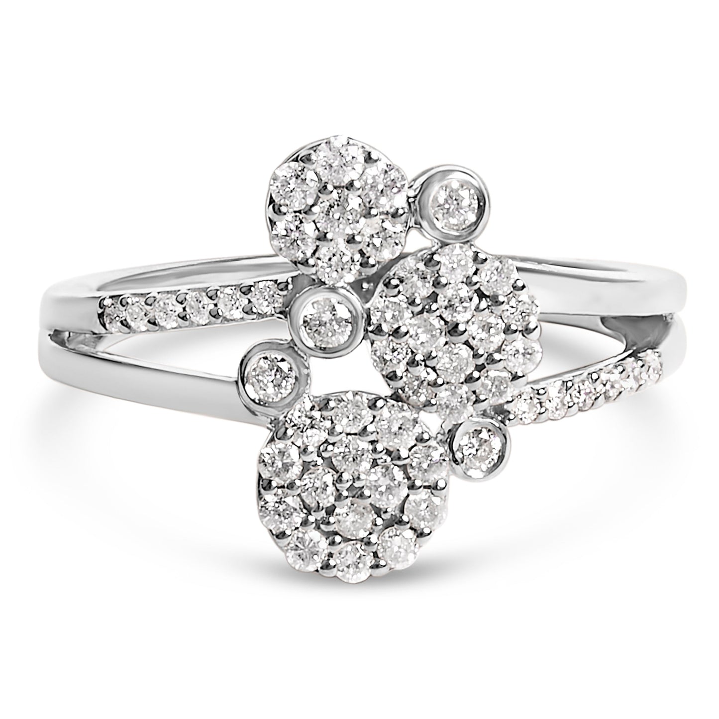 Anillo Bypass de Diamante Baño de Oro Rosa de 14K en Plata Esterlina - Talla 7