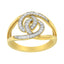 14K Yellow Gold Plated Sterling Silver Interlocking Loop Diamond Ring - Size 7