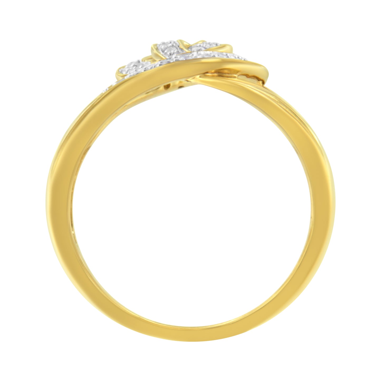 14K Yellow Gold Plated Sterling Silver Interlocking Loop Diamond Ring - Size 7