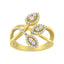 10K Yellow Gold Diamond Layered Crossover Leaf Ring - Size 7