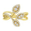 10K Yellow Gold Diamond Layered Crossover Leaf Ring - Size 7