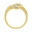 10K Yellow Gold Diamond Layered Crossover Leaf Ring - Size 7
