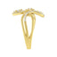 10K Yellow Gold Diamond Layered Crossover Leaf Ring - Size 7