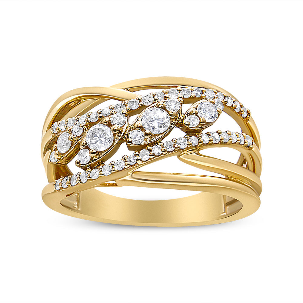 10K Yellow Gold 1/2 Cttw Round-Cut Diamond Split Shank Ring - Size 7