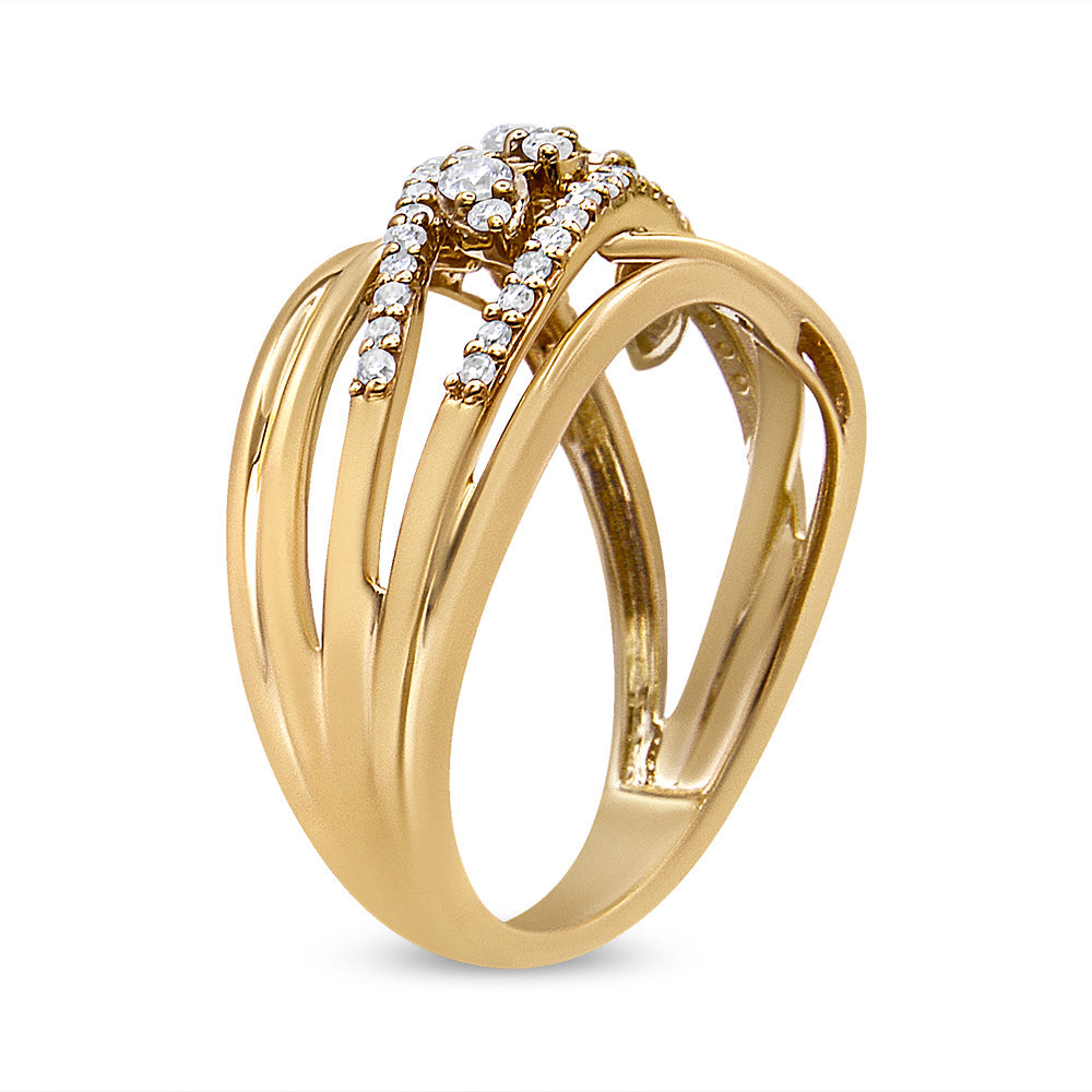 10K Yellow Gold 1/2 Cttw Round-Cut Diamond Split Shank Ring - Size 7